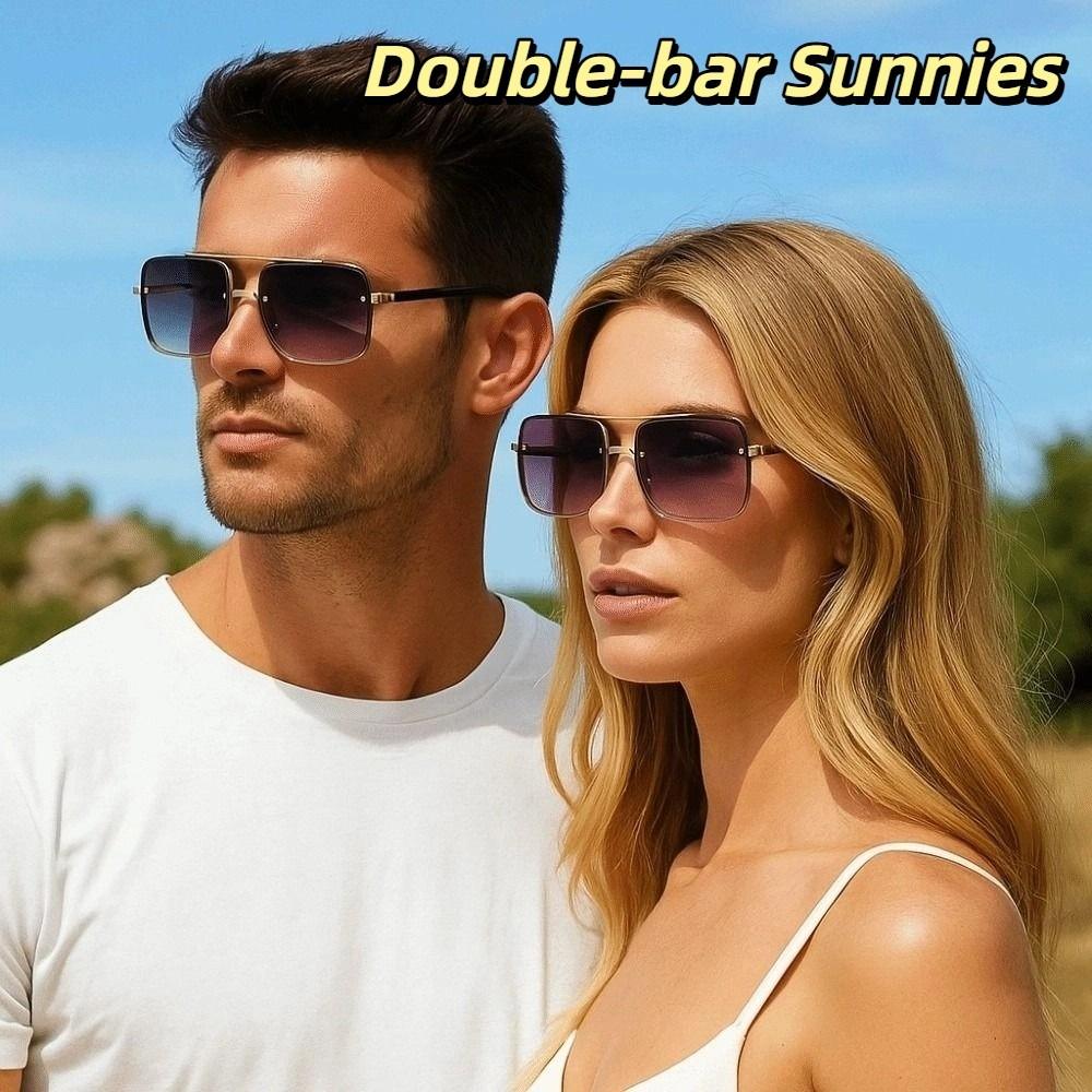 Zinc Zinc Alloy Double-bar Sunnies Eyewear Anti-UV Plain Glasses Unisex Polarized Sunglasses  Summer