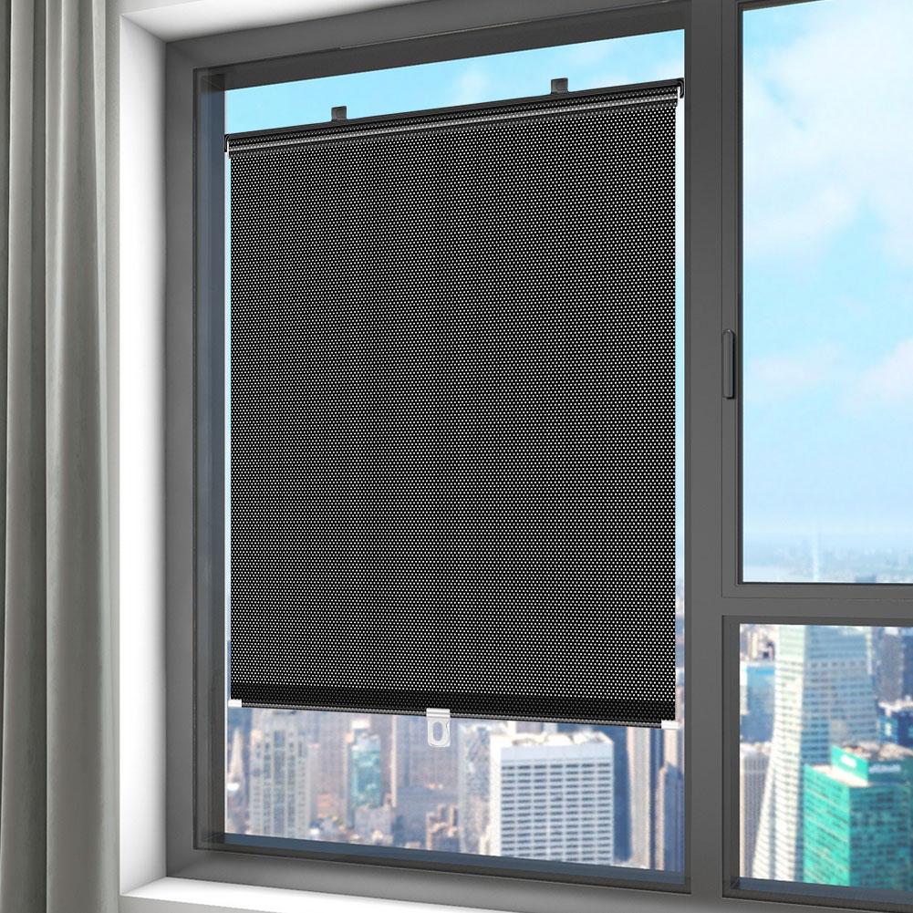 1-5Pcs Universal Window Roller Blinds W/ Suction Cup Sunshade Blackout Curtain For Car Home Office Nail-free Sun-shading Curtain