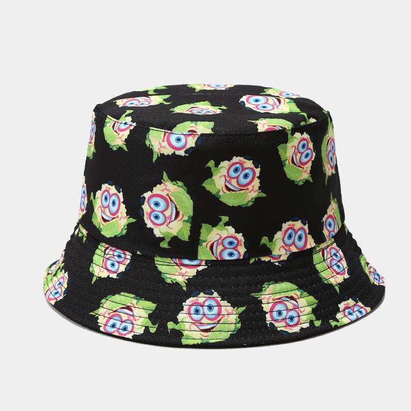 Sombrero de pescador con estampado creativo de vegetales para mujer, sombrero para el sol para exteriores, de verano, versátil