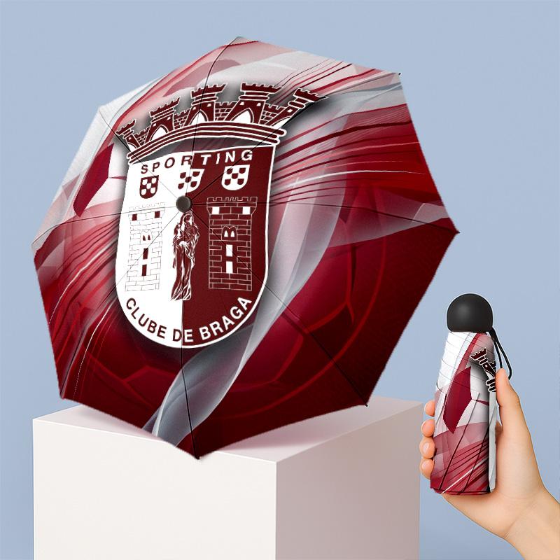 Braga FC Mini 5 Fold Pocket Umbrella Compact Lightweight Anti UV Rain Sun Protection Umbrella Portable Travel Umbrella