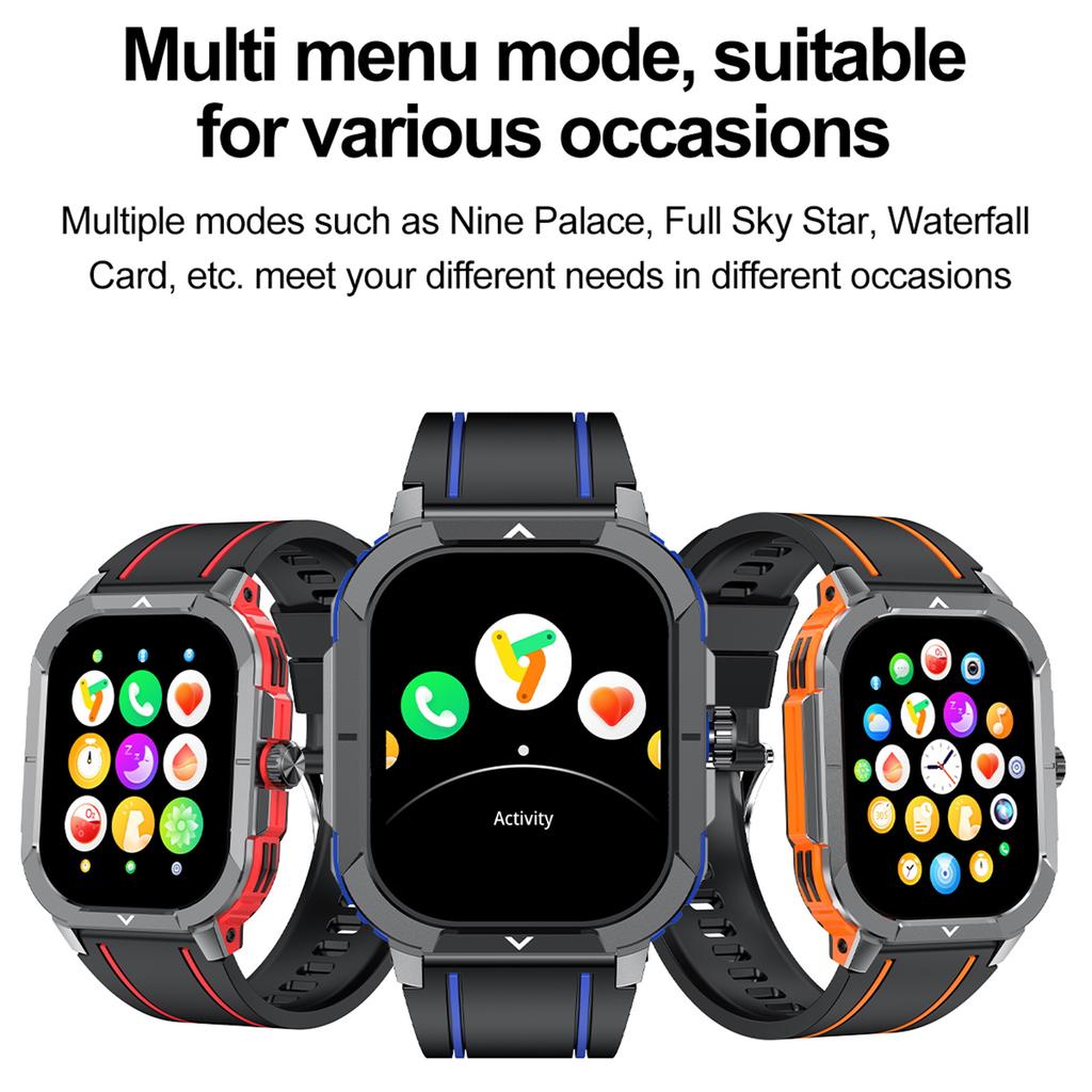 HK56 2.06-inch AMOLED Screen Bluetooth-compatible Call Health Monitor Outdoor Sports Smart Watch
