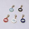 Gold Evil Eye Zipper Pull Tab Pendant - Round Alloy Drip Glaze Charm for DIY Clothing Accessories