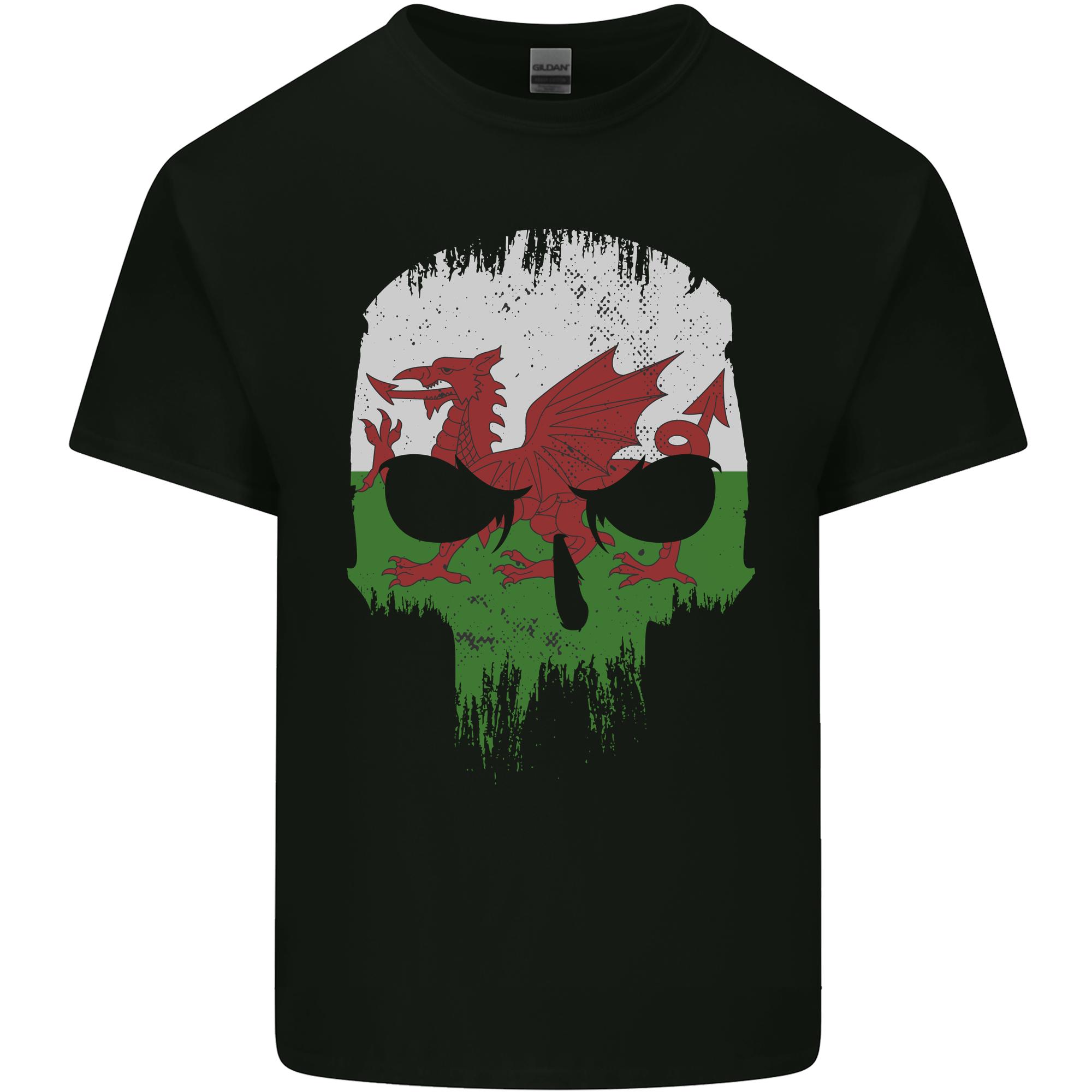 Wales Skull Welsh Gym Biker Flag Unisexs Light Cotton TShirt S