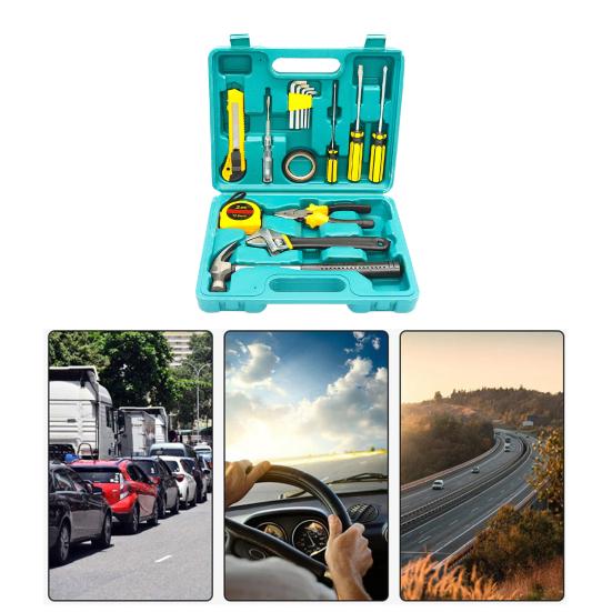 16Pcs Home Repair Tool Kit Portable Multipurpose Universal Auto Repair Tool Set Household Hand Kit with Toolbox