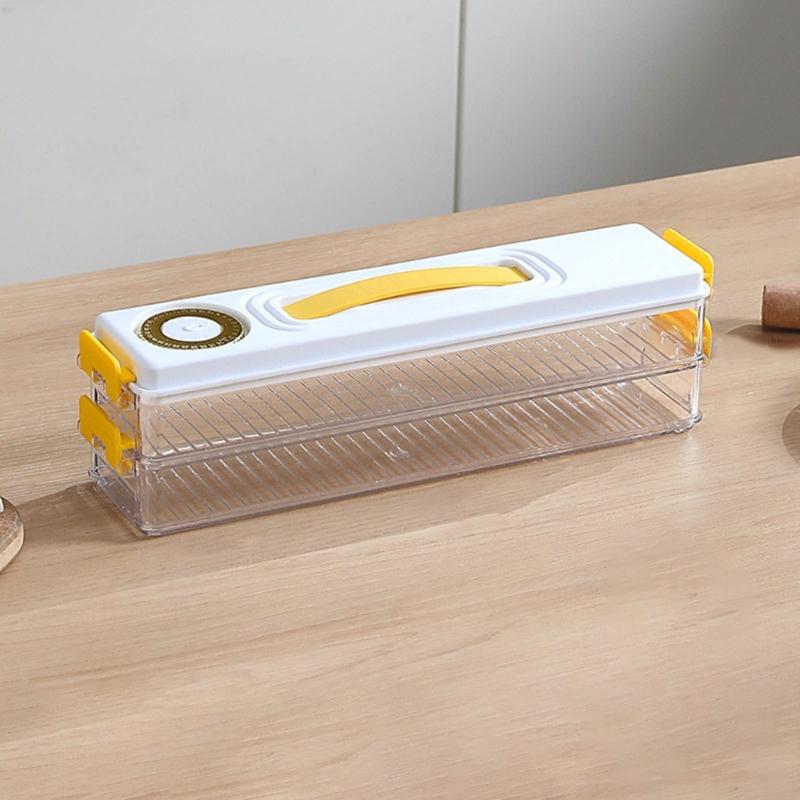 Saver Containers for Refrigerator Dumplings Storage Box with Handle Time Mark Kitchen Stackable Freezer Fridge Organizer