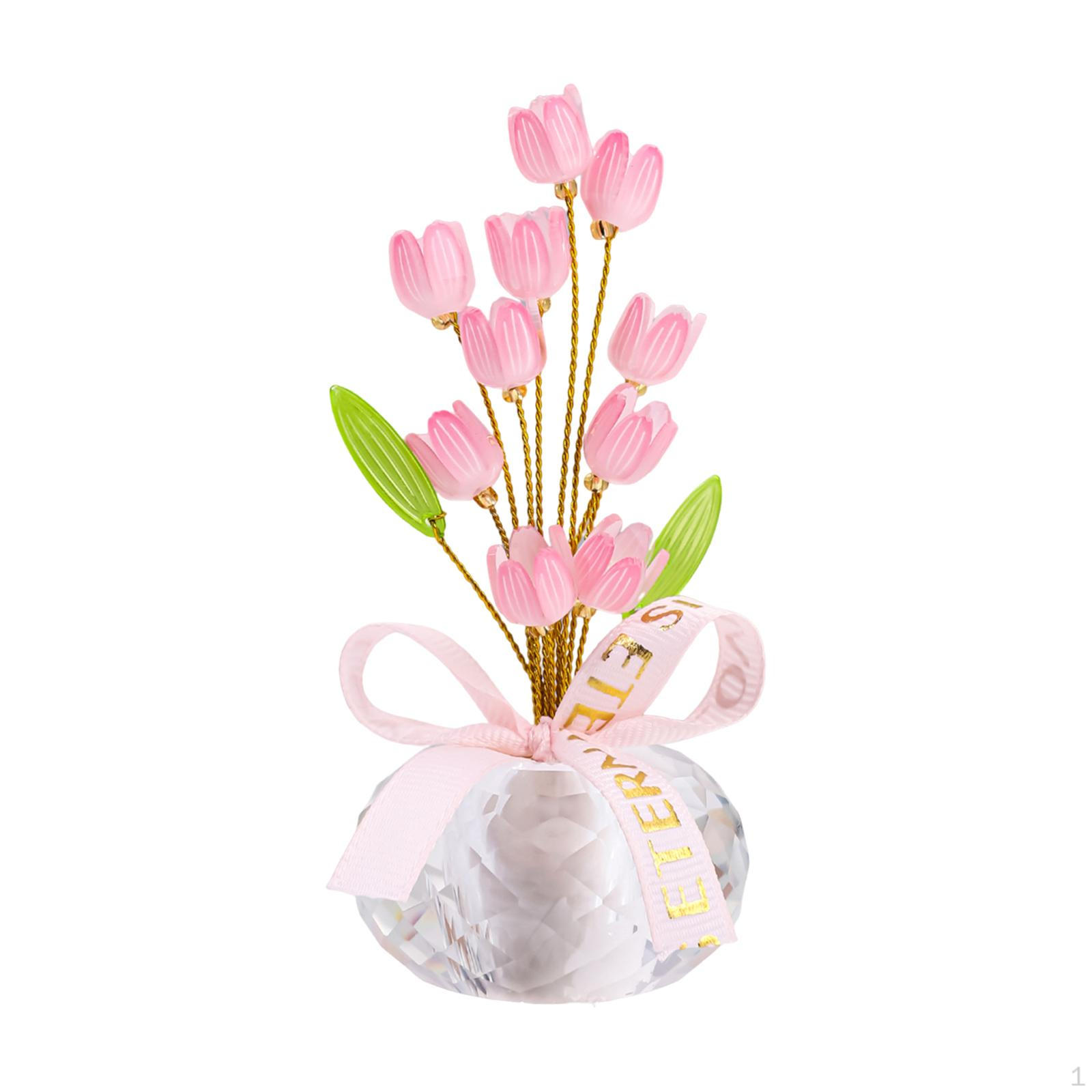 

Car Dashboard Flower Decor Artificial Floral Ornament Creative Desktop Statue for Women Girl Bedroom рожевий