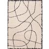 Living Room Rug Shaggy Long Pile Graphic Cream Black 120x170
