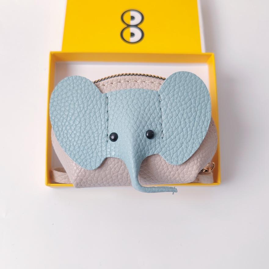 Baby elephant bag pu change bag bag pendant key ring creative card bag lipstick zipper bag