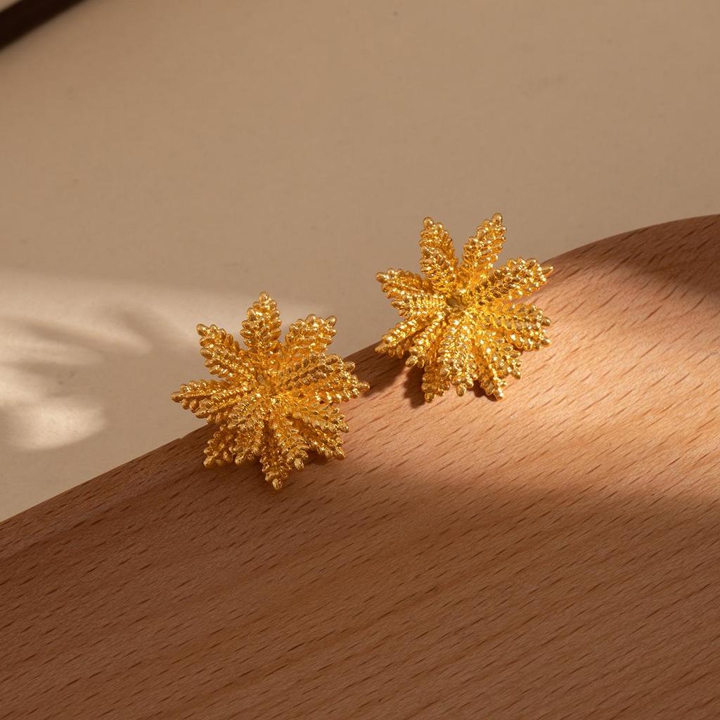 Silver Needle French Multi-Layer Wheat Ear Stud Earrings - Minimalist, Fashionable, Versatile Women's Jewelry