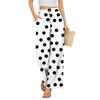 Damen Sommer Locker Weites Bein Hose Elastischer Bund Knopfleiste Vorne Mit Taschen Polka Dot Farbverlauf Druck Lässige Hose
