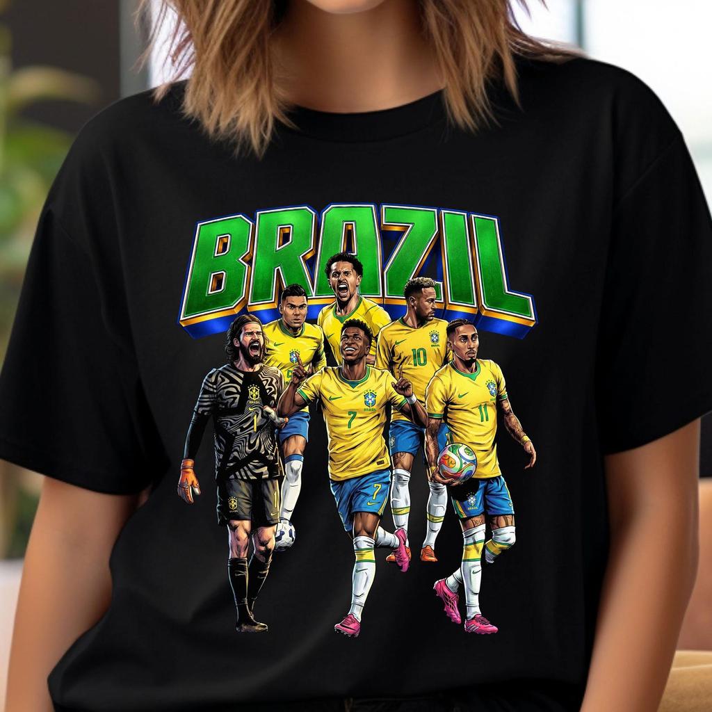 Football Player PNG T-Shirt Design: Brazil Football Comic Graphic Tee Sublimation, DTF (Instant Download)
