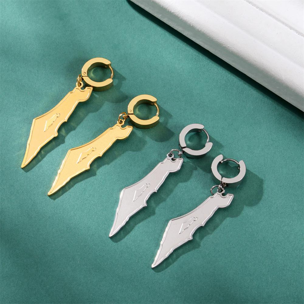 Exquisite Country Map Dangle Piercing Earrings Stainless Stee Arabic Calligraphy Geography Earring Amulet Jewelry Gifts