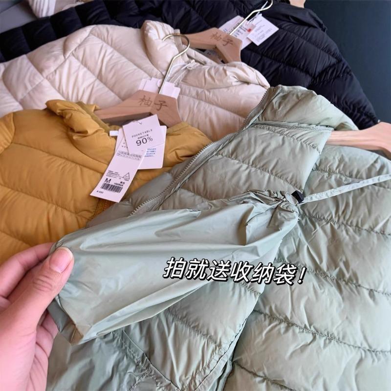 White duck down women's hooded soft, comfortable and warm, fashionable and light down jacket, winter