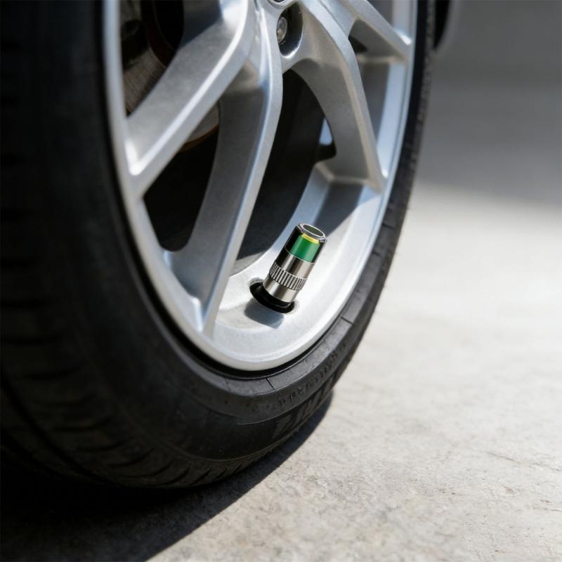Visual Tire Pressure Indicator Cap for Quick Check with Green Yellow Red Warning Helps Avoid Blowouts Improve Safety on All Vehicles
