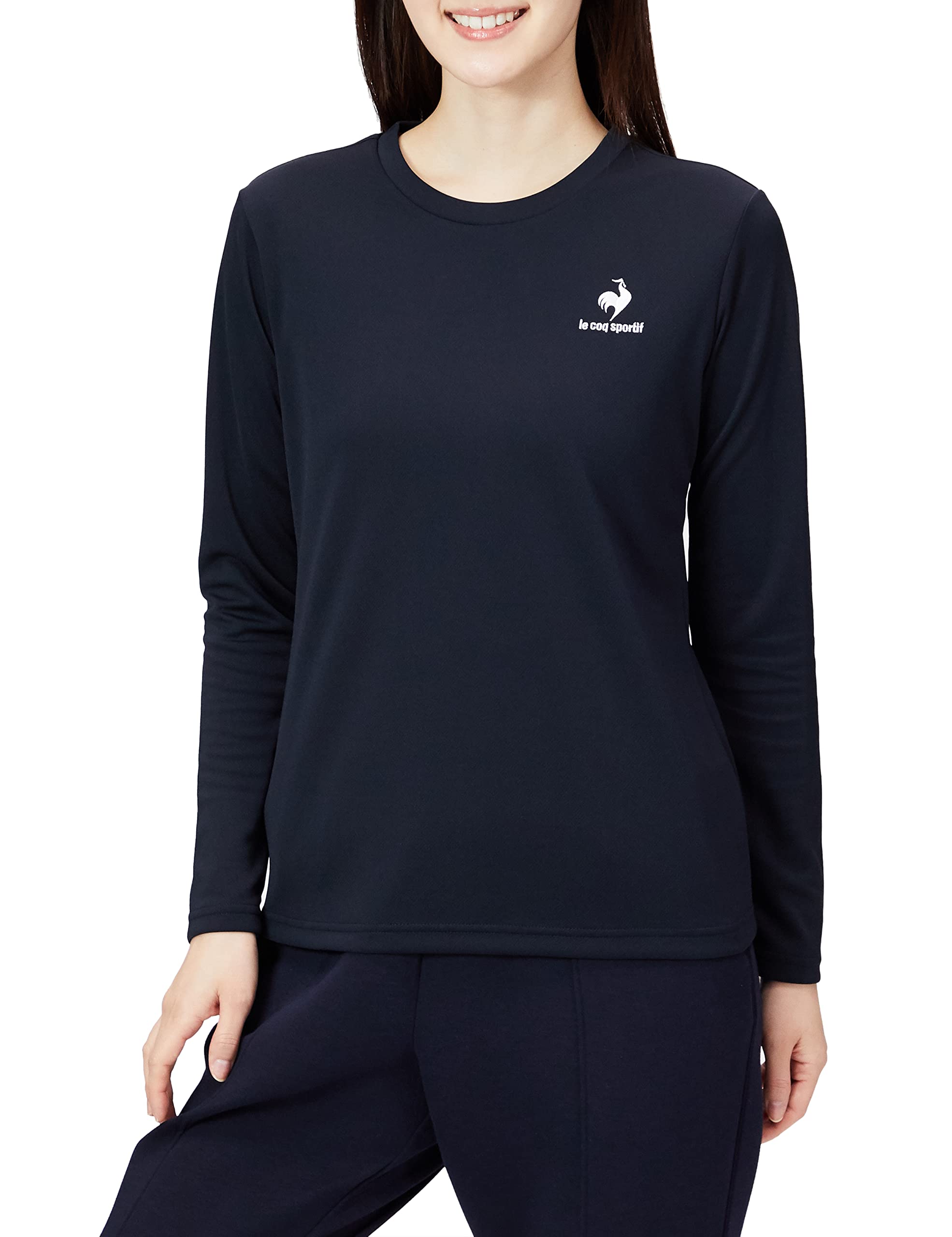 

Le Coq Sportif Long Sleeve UV Simple Design with NVY Size M Women s Eco-Pet T-Shirt, Sweat-Wicking, Quick-Drying, Protection, One-Point Print,
