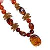 Vintage Amber Geometric Beaded Necklace Women's Acrylic Sweater Chain