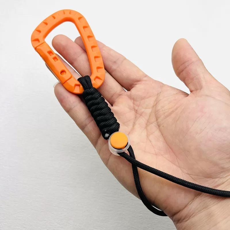 Hand-woven Paracord Carabiner Anti-lost Adjustable Keychain Outdoor Hiking Tools Kettle Buckle Hooks Backpack Accessories