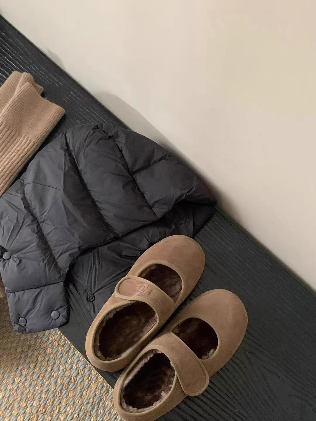 Ретро туфли на липучке женские на толстой подошве теплые флисовые хлопковые туфли 40