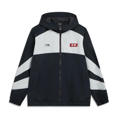 Li Ning Bequeme Minimalistische Farbblock Kapuzen-Zip Lockere Windjacke Herren Oberbekleidung AFDVG91-1
