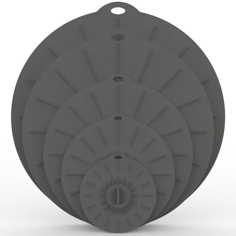 

5 шт./комплект. Силіконова кришка для мікрохвильової печі. Обгортка для харчових продуктів. Миска. Кришка для каструлі. Свіжа кришка. 5pcs сірий колір