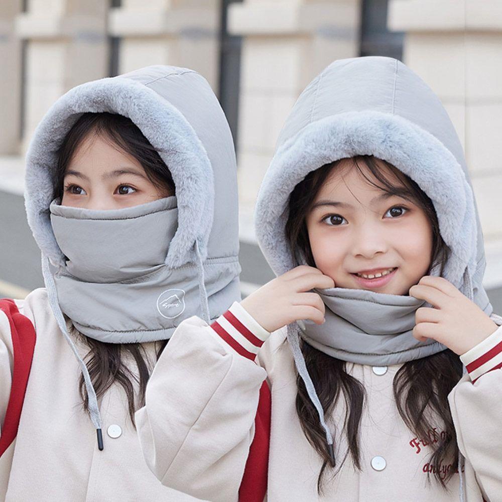 Warm Winter Children Hats Ear Protection Mask Hat Scarf Set Winter Pullover Cap for Boys Girls