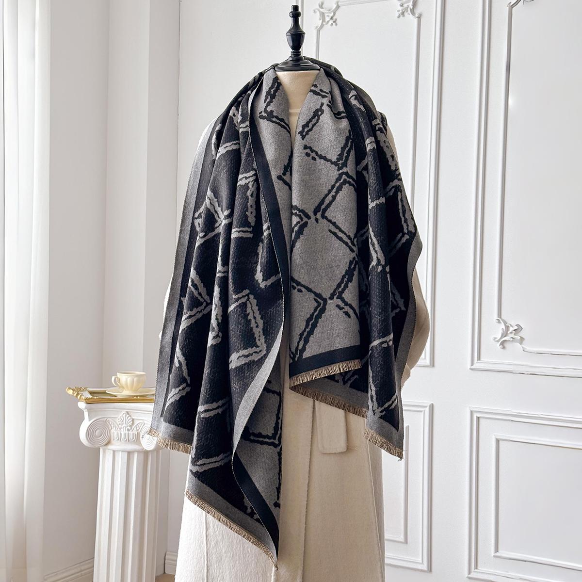 

Модный теплый пончо Имитация кашемира Зимний женский шарф Шаль Накидка Женский Толстый Пашмина Плед Буфанда Эшарп Скарф