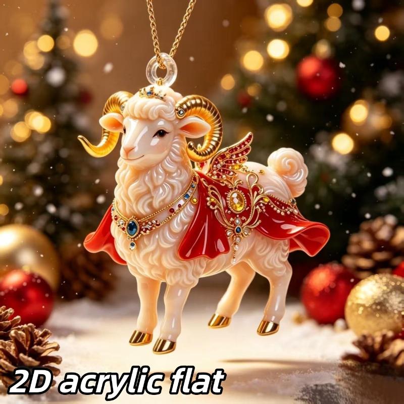 1Pcs Sheep Shaped Flat Acrylic Car Rearview Mirror Hanger Aesthetic Pendant for Auto Interior Home Shelf Decor