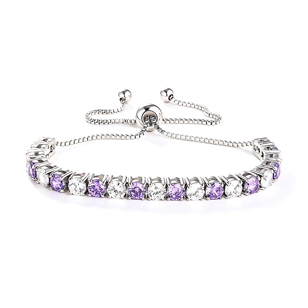 Elegant 4mm Zircon Women's Adjustable Stainless Steel Bracelet
