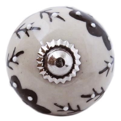 [A3129] - Ceramic Furniture Knob 'Boho' Gray Black Silver - 60x40 Mm