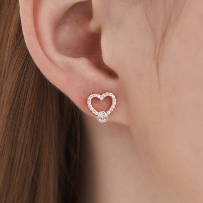 CRANNE 14K GF Simple Cubic Cute Heart Earrings C24EGF202
