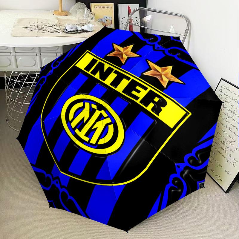 1PC Mi-lan FC Emblem Printed Umbrella Folding Umbrella, Automatic Umbrella 8-Frame for Travel, Camping Fan Gifts Christmas Gifts
