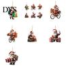 Fun Car Decorations Acrylic Santa Claus Christmas Ornaments 2D Flat Riding Bicycle Hanging Funny Accessory Gift Ideas with Box Decoration for