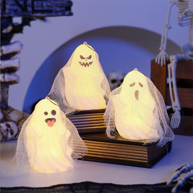 4PCS Lightweight Plastic Specter Home Ornament With White Gauze Phantom Decorations Halloween Party Supplies