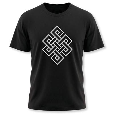 Endless Knot Buddhist Symbol T-Shirt | Black and White Unisex Tee Shirt