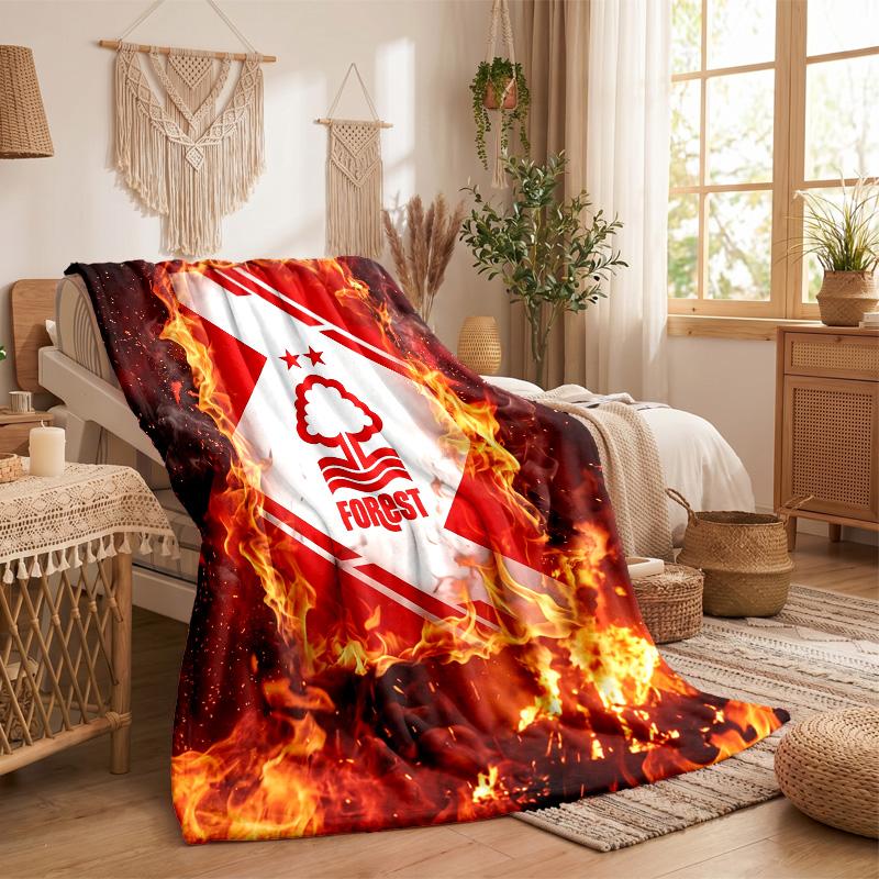 Coperta in Flanella con Stampa Calcio Nottingham Forest Morbida Calda Coperta da Divano Letto per Casa Ufficio Camera da Letto