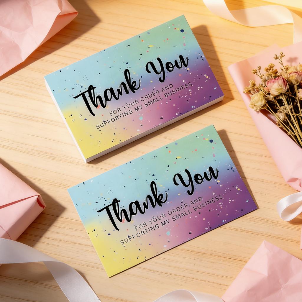 50pcs Thank You Cards, for Online Retailers Small Business Owners, Commercial Decoration Stickers Label Cards Gift Packaging Gif