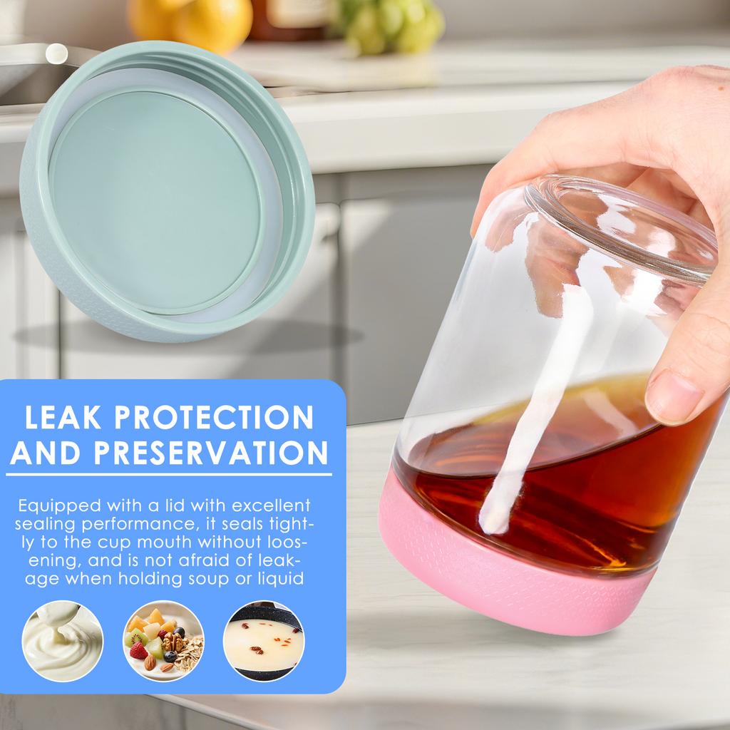 2/4/6Pcs Overnight Oat Container 16.9oz Glass Mason Jar with Silicone Sleeve Lid Leak Proof Yogurt Cup Dishwasher Safe for Snack