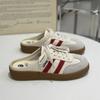 Fashion Ladies' Half-toe Flip-flops 2025 Summer New Korean Version Two-tone Flat Heel Lazy Shoes Casual Set Single Shoes