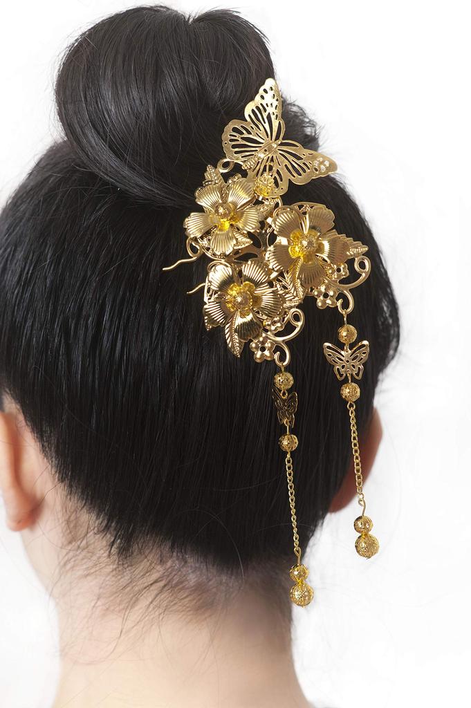 [Donnaly] Kanzashi Hairpin, Asian Style, Set of 2, Women's (ButterflyDouble Pin)