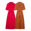 European & American Spring 2025 French Waist-Cinching Slimming Goddess Shirt Dress