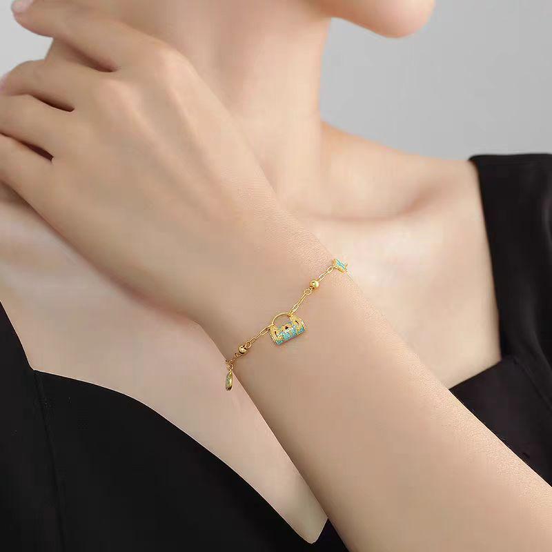 Golden Enamel Lotus Koi Fish Bracelet: Women's Chinese-Style Jewelry