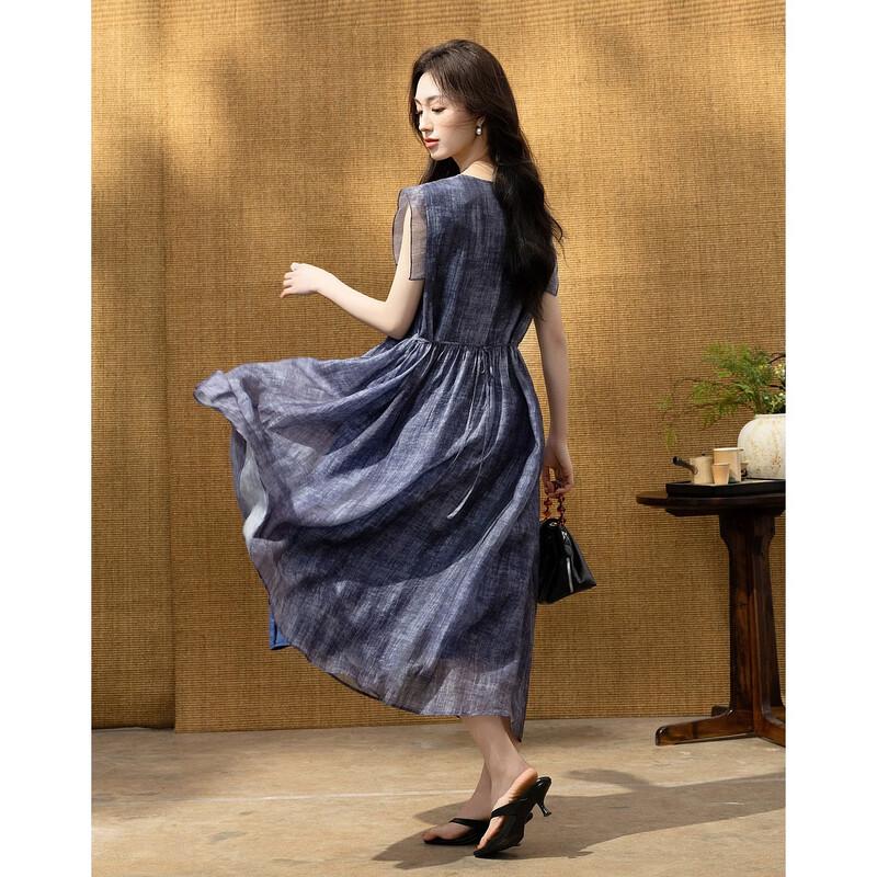 Demana Breathable Lyocell Ink Print Summer Dress L