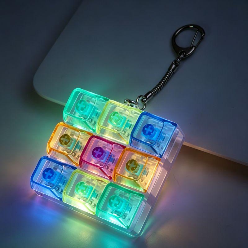 Toys LED Glowing Keyboard Keychain Fingertip Stress Relief Uncompressed Buttons Keyring Student Schoolbag Pendent Gifts
