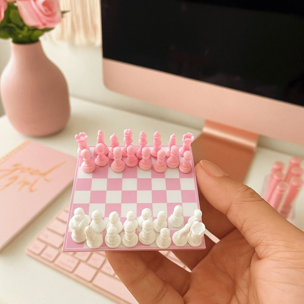 Handmade Mini Pocket Size Chess Set Chessboard International Chess Set  Toy Accessories