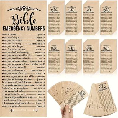 50/100 Piezas Marcadores de Libro con Versículos de la Biblia de Papel Marrón - Números de Emergencia Inspiradores para Suministros de Iglesia y Escuela Dominical, Regalos Religiosos