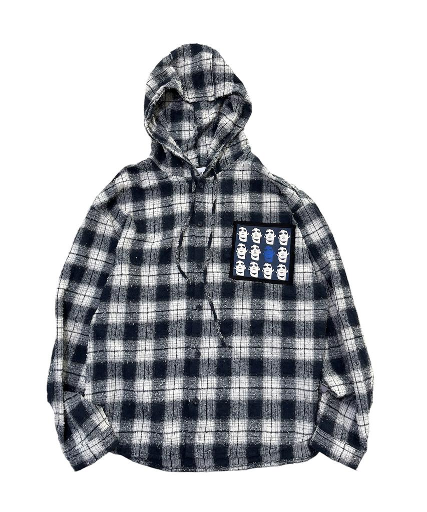 SK8ER ROCK Noise Check Hood Shirt (Navy*Ivory)