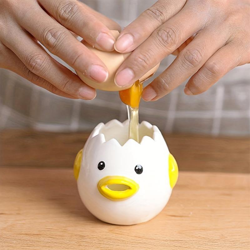 2pcs Ceramic Adorable Duck Egg Yolk, White Separator , Cute Duck-Shaped Baking Tool with Easy Pour Design, Durable Kitchen Gadget for Baking