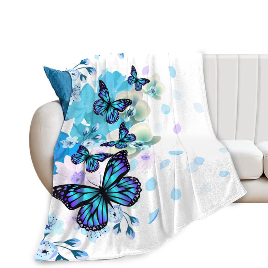 Butterfly Print Flannel Blanket Office Nap Blanket Blanket Thermal Blanket Sofa Blanket Knee Blanket