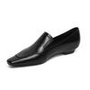 Retro Kwadratowe Niskie Obcasy - Wszechstronne Skórzane Buty, Jednolite Buty dla Kobiet