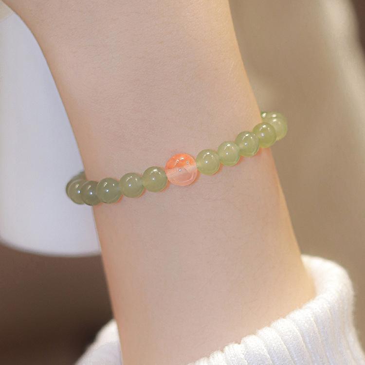 Natural Hetian Jade Bracelet with Fresh Style and Pure Silver Bells